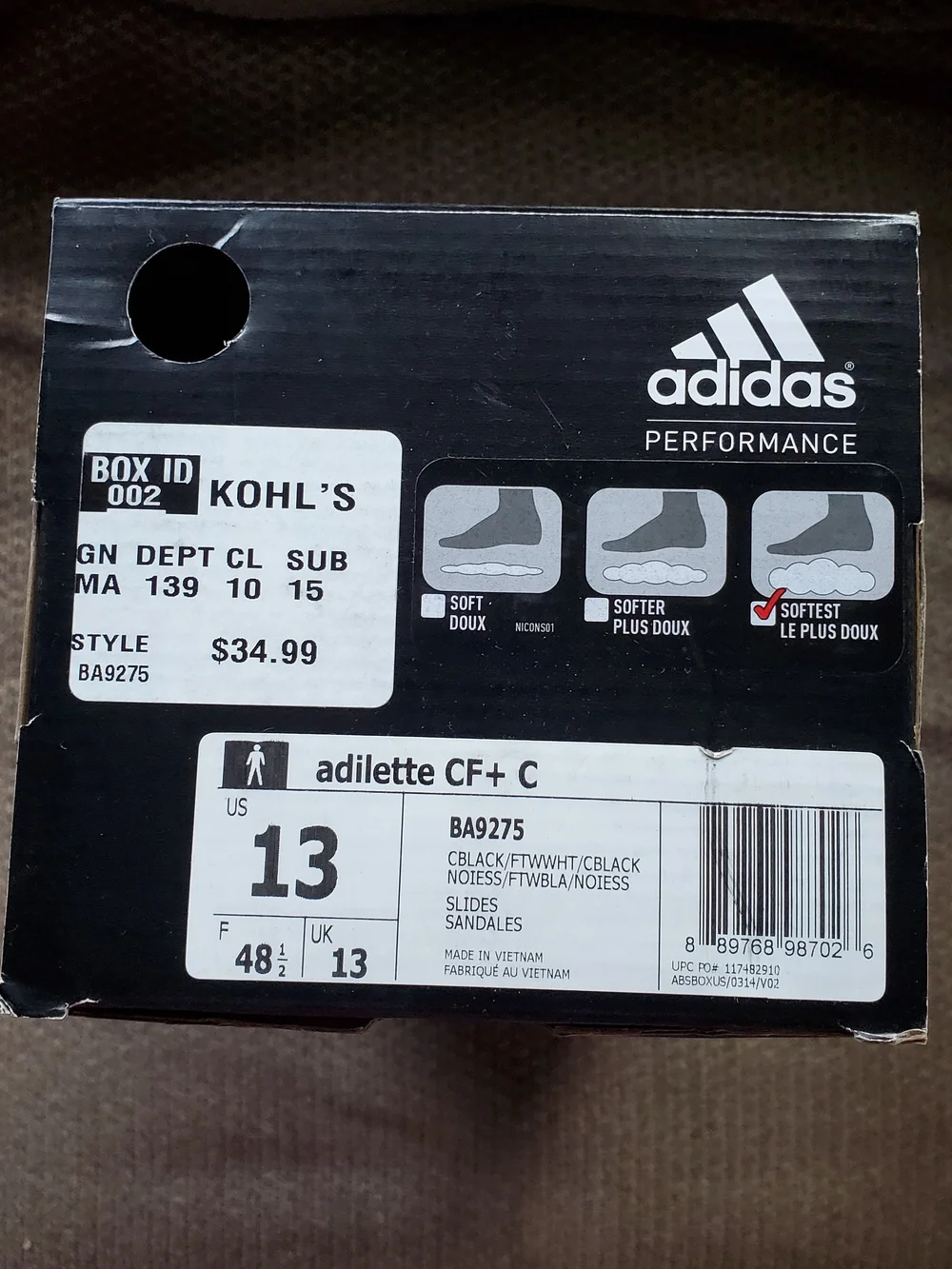 adidas  Cloud Foam Plus Black and White Slide Sandals